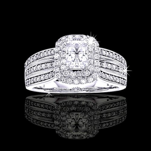 1.17 tcw Radiant Cut Halo Engagement Ring
