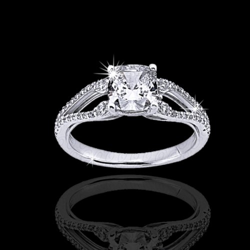 .70 tcw Cushion Cut Split Shank Engagement Ring