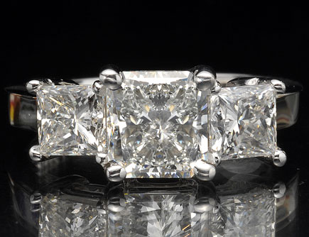 Three Stone 2.0 tcw Princesst Cut Engagement Ring
